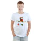 Camiseta Coruja Natal Corujinha Natalina Camisa Personalizada Blusa Adulto Algodão com Poliéster