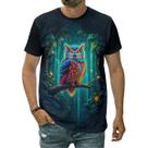 Camiseta Coruja Noite Sabedoria Mistério Poder Selvagem