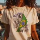 Camiseta Cristã Unissex Fé Bandeira Brasil Estampa Religiosa Casual Premium Confortável 100% Algodão