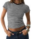 Camiseta Crop Tee Listrada de Cioatin de Manga Curta Slim Fit