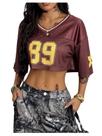 Camiseta Crop Top SOLY HUX Streetwear Y2k para mulheres, marrom Camiseta Crop Top SOLY HUX Streetwear Y2k para mulheres, marrom