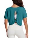 Camiseta Cropped CRZ YOGA com Nó e Costas Abertas Verde Jade L