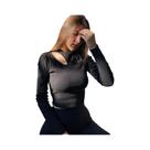 Camiseta Cropped De Manga Longa Verde E Branca Para Mulheres, Tricô Canellado, Casual, Básica,