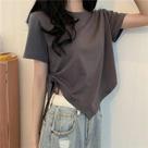 Camiseta Cropped Feminina Com Decote Em V E Manga Curta, Estilo Coreano Casual De Verão Y2K, T-Shirt