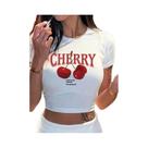 Camiseta Cropped Feminina Com Estampa De Cereja Y2K, Gola Redonda, Manga Curta, Ajuste Justo, Camiseta Cropped Feminina Com Estampa De Cereja Y2K, Gola Redonda, Manga Curta, Ajuste Justo,