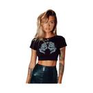 Camiseta Cropped Feminina Com Estampa De Dragão, Manga Curta, Moda De Verão Para Uso Diário Camiseta Cropped Feminina Com Estampa De Dragão, Manga Curta, Moda De Verão Para Uso Diário