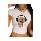 Camiseta Cropped Feminina Com Estampa De Gato Musical Harajuku, Camiseta Sexy Para Meninas