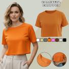 Camiseta Cropped Feminina Lisa Algodão Fio 30.1 Básica Moda Verão Casual