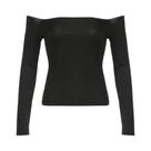 Camiseta Cropped Feminina Preta De Manga Longa Com Decote Canoa, Estilo Coreano, Ajuste Slim,