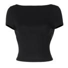 Camiseta Cropped Feminina Sem Costas Com Detalhes Franzidos, Gola O, Manga Curta, Estilo Y2K,