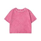 Camiseta Cropped Feminina Solta Com Decote Redondo 100% Algodão Lavado Estilo Y2K Streetwear Casual