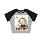 Camiseta Cropped Feminina Y2K Harajuku Gótica Punk Emo Com Estampa Vintage De Anime Slim Grunge