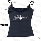 Camiseta Cropped Feminina Y2K Harajuku Grunge Punk Com Estampa De Letras E Renda, Estilo Streetwear