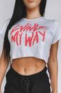 Camiseta cropped - logo wave - branco/rosa