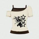 Camiseta Cropped Retro Y2K Harajuku Emo Girl Com Renda, Estilo Gótico Punk Hip Hop Rock Streetwear