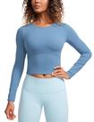 Camiseta CRZ YOGA Butterluxe Gola Redonda Manga Longa Azul P