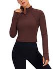 Camiseta CRZ YOGA Butterluxe Manga Longa com Meio Zíper Taupe P