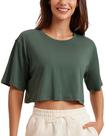 Camiseta CRZ YOGA Cropped de Algodão Pima Manga Curta Cinza Oliva P