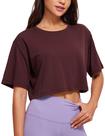 Camiseta CRZ YOGA Cropped de Algodão Pima Manga Curta Solta Vermelho Escuro G Camiseta CRZ YOGA Cropped de Algodão Pima Manga Curta Solta Vermelho Escuro G