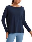 Camiseta CRZ YOGA de Algodão Pima Manga Longa Azul Marinho G Camiseta CRZ YOGA de Algodão Pima Manga Longa Azul Marinho G