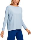 Camiseta CRZ YOGA de Algodão Pima Manga Longa Gola Canoa Azul Camiseta CRZ YOGA de Algodão Pima Manga Longa Gola Canoa Azul