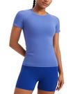 Camiseta CRZ YOGA Sem Costura Comprimento no Quadril para Corrida Indigo XS