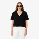 Camiseta de Algodão com Gola V e Caimento Relaxado