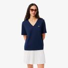 Camiseta de Algodão com Gola V e Caimento Relaxado