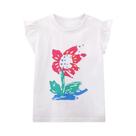 Camiseta De Algodão Para Meninas Com Decote Redondo E Manga Curta, Estampa Floral, Estilo Casual