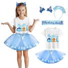 Camiseta de aniversário feminina Costume YODISON, vestido tutu, 3-4T, azul