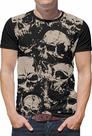 Camiseta de caveira rock moto Masculina adulto Roupas cinza