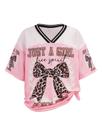 Camiseta de futebol RoseSeek Girl's Leopard Bows rosa 16Y Camiseta de futebol RoseSeek Girl's Leopard Bows rosa 16Y