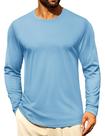 Camiseta de manga comprida Cotrasen com gola redonda para homens azul celeste M