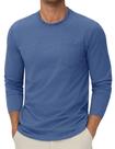 Camiseta de manga comprida Cotrasen masculina de algodão azul empoeirado
