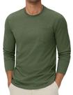 Camiseta de manga comprida Cotrasen masculina de algodão com gola redonda verde militar