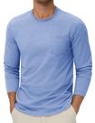 Camiseta de manga comprida Cotrasen para homens de algodão azul claro