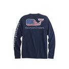 Camiseta de Manga Longa com Bolso Estampa Baleia Bandeira Vineyard Vines Camiseta de Manga Longa com Bolso Estampa Baleia Bandeira Vineyard Vines