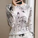 Camiseta De Manga Longa Com Gola Redonda Para Mulheres, Suéter Casual De Quatro Estações Em Mistura