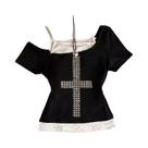Camiseta De Manga Longa Gótica Grunge Punk Emo Para Mulheres, Estilo Slim Chic Com Estampa Casual,