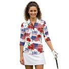 Camiseta de tênis Boatee 250th American Flag, manga 3/4 para mulheres