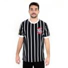 Camiseta de Time Coimbra Corinthians Retrô Listrado Preto - Masculino