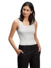 Camiseta de Tirantes para Mujer GAP acanalada en gris jaspeado claro XX-Small Camiseta de Tirantes para Mujer GAP acanalada en gris jaspeado claro XX-Small