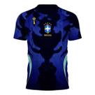 Camiseta de Treino Copa Brasileiro Bola Camiseta 3d Futebol Brasil Azul Escuro Estampa Poliéster