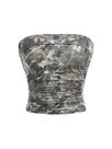 Camiseta de tubo Bandeau WDIRARA Girl's Camo Print, franzida, verde militar, 13Y
