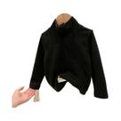 Camiseta De Veludo Para Meninos E Meninas, Gola Alta, Manga Longa, Cor Sólida, Roupas Infantis