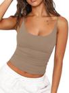 Camiseta de verão Crop Top REORIA 2025 Y2k com gola redonda cinza acastanhado Camiseta de verão Crop Top REORIA 2025 Y2k com gola redonda cinza acastanhado