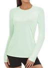Camiseta Deportiva AURUZA para Mujer con Protección Solar UPF50+ de Manga Larga Verde Claro