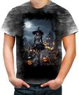 Camiseta Desgaste Bruxa Caveira Halloween 2 Camiseta Desgaste Bruxa Caveira Halloween 2