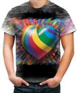 Camiseta Desgaste do Orgulho LGBT Coração Amor 1
