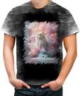 Camiseta Desgaste Gato Explosão de Cores Hipnotizante 3